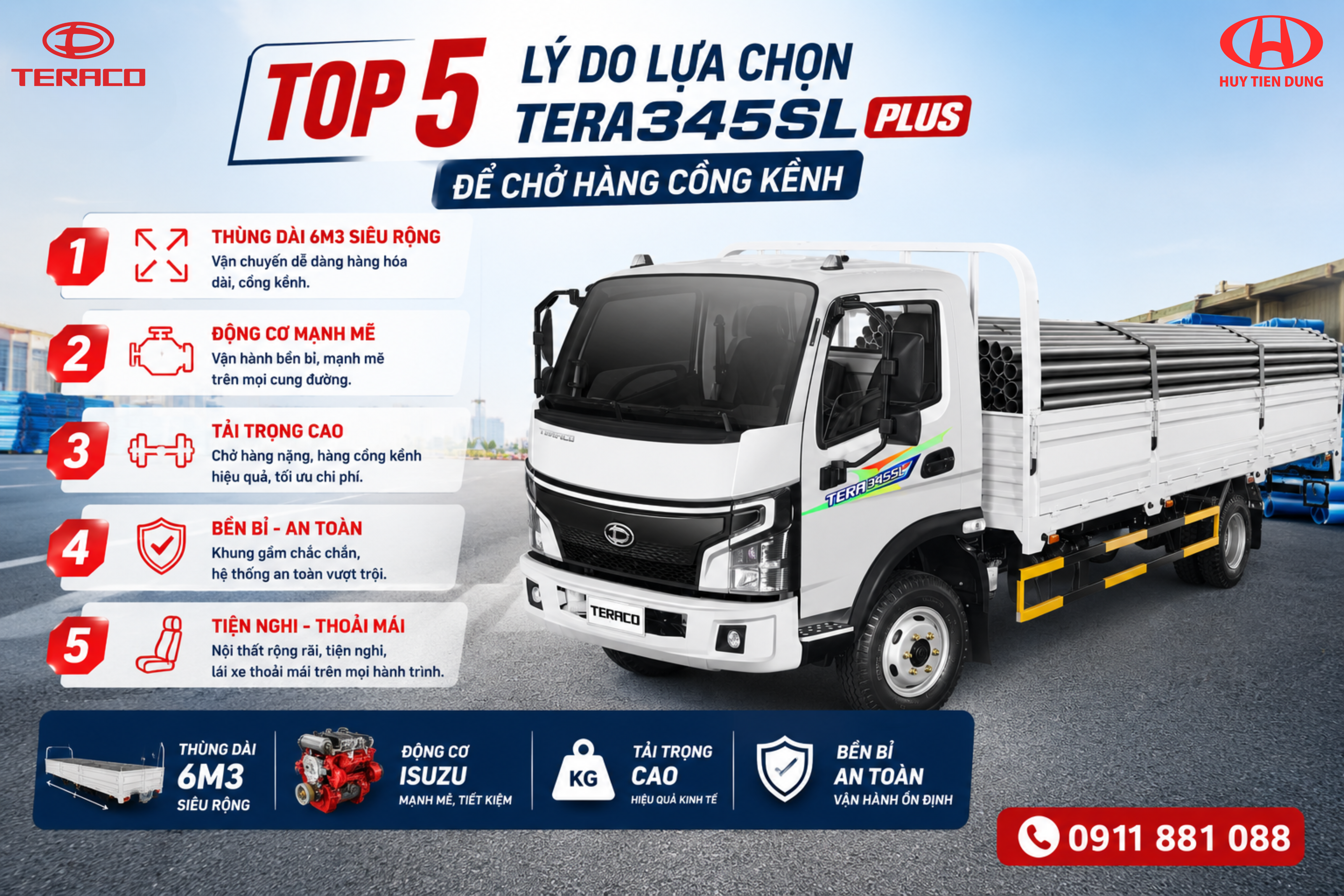 TOP 5 LÝ DO LỰA CHỌN TERA345SL PLUS ĐỂ CHỞ HÀNG CỒNG KỀNH