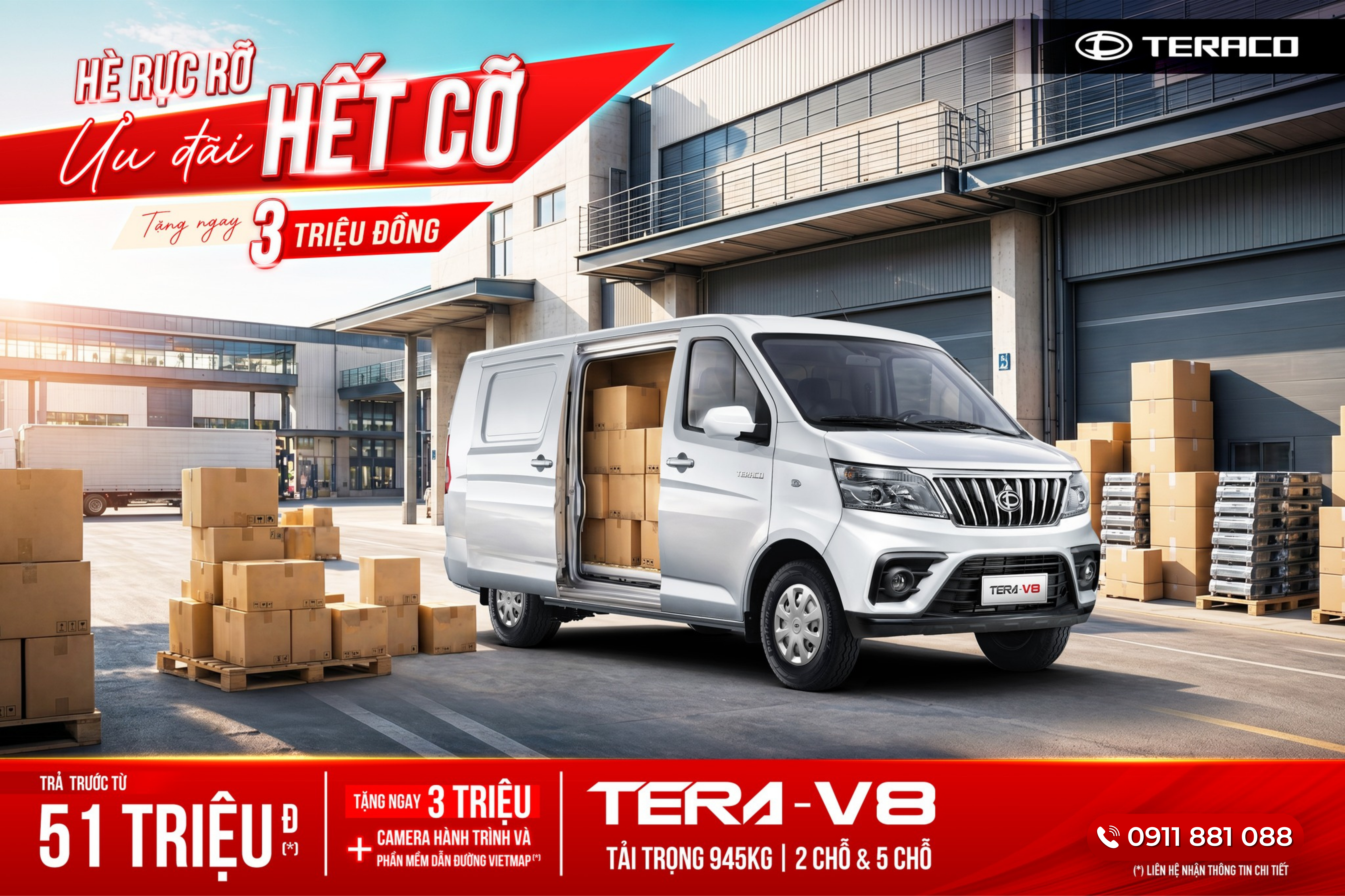 Tera-V8 – Giải pháp vận tải linh hoạt, nhận xe chỉ từ 51 triệu đồng
