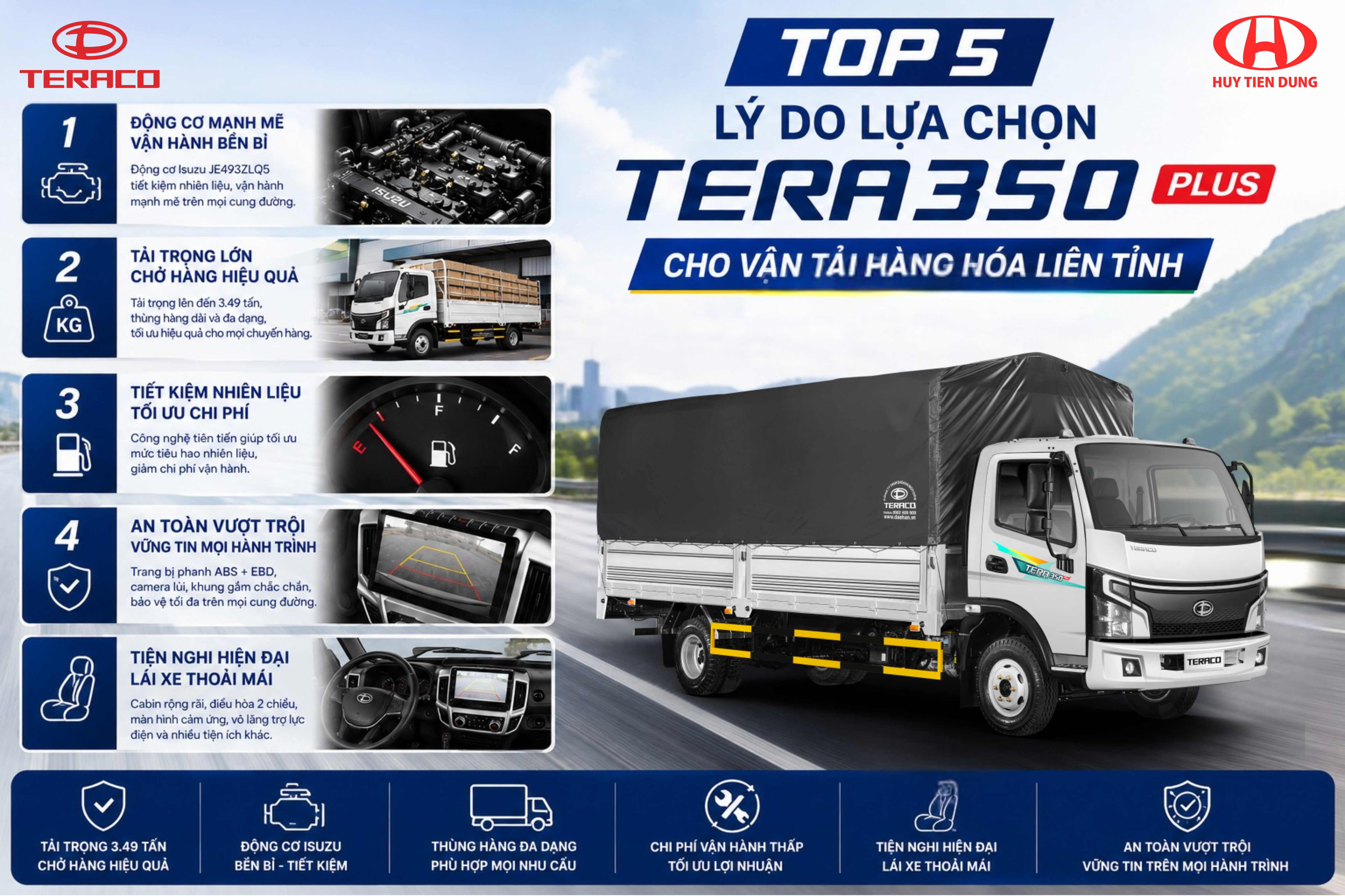 TOP 5 LÝ DO LỰA CHỌN TERA350 PLUS CHO VẬN TẢI HÀNG HÓA LIÊN TỈNH